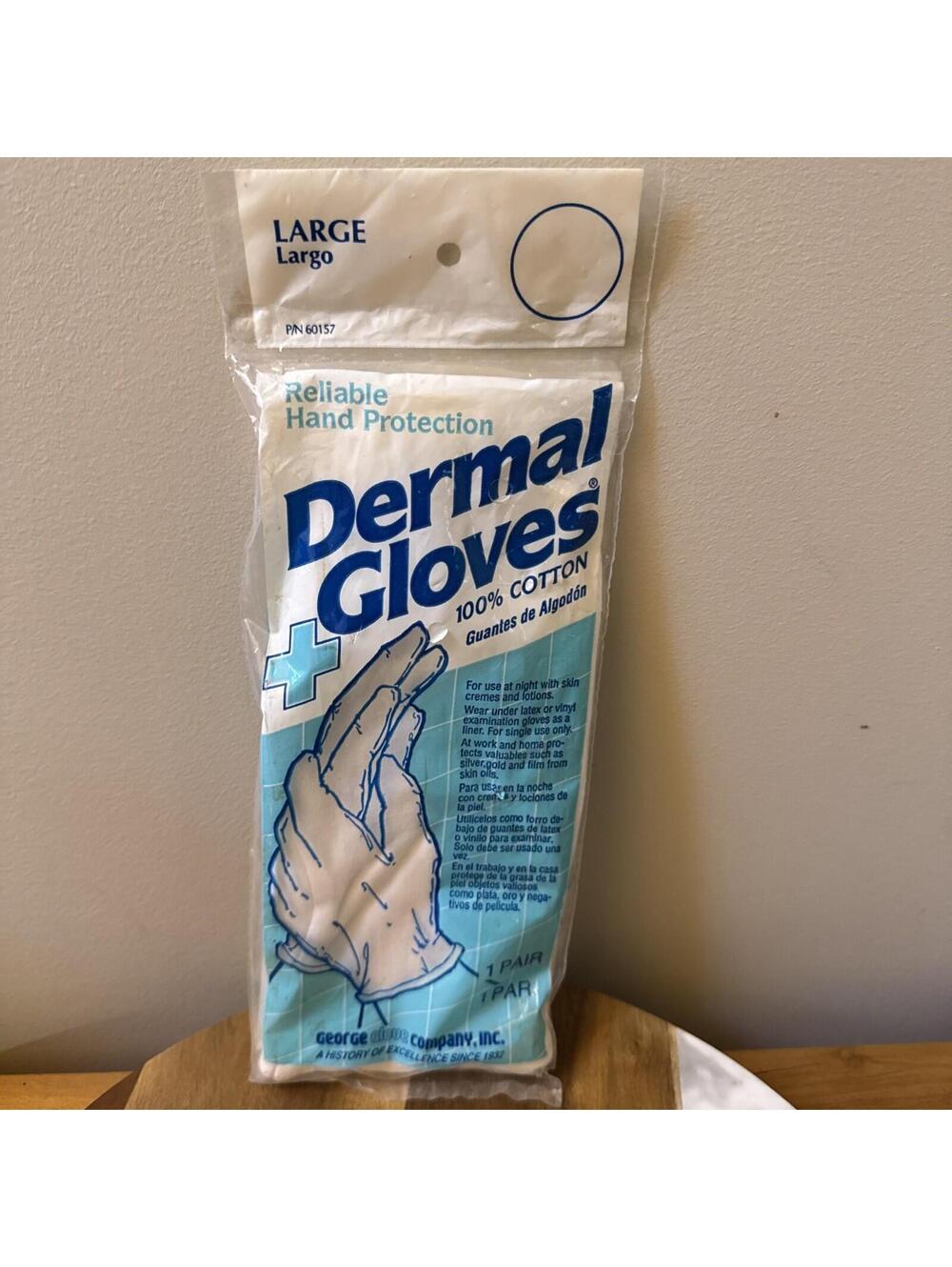 Dermal Gloves 100% Cotton - Large - George 60157  New In Package
